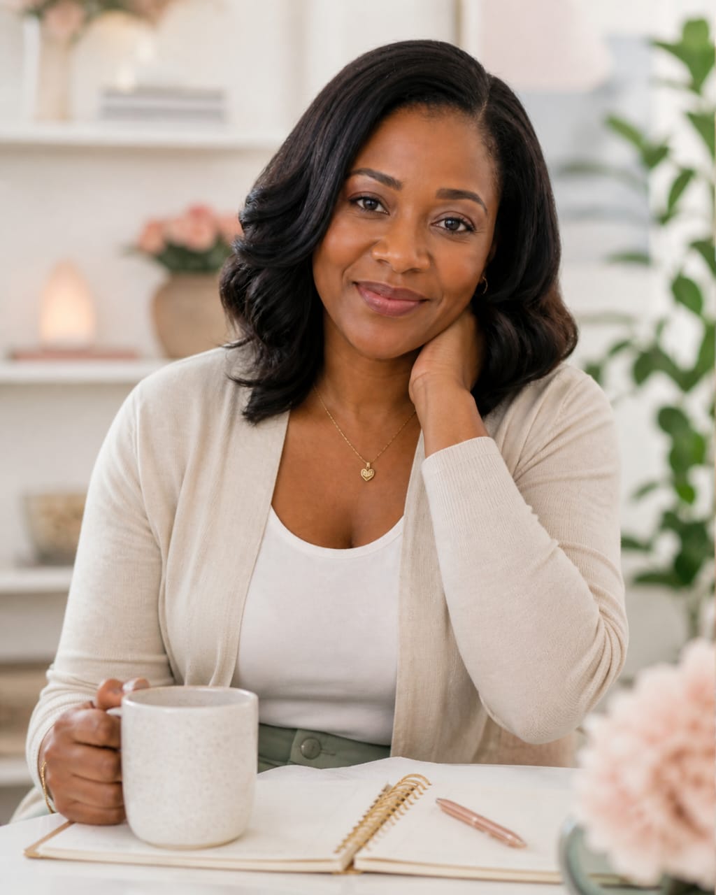Dr. Alice U. in a warm home office portrait